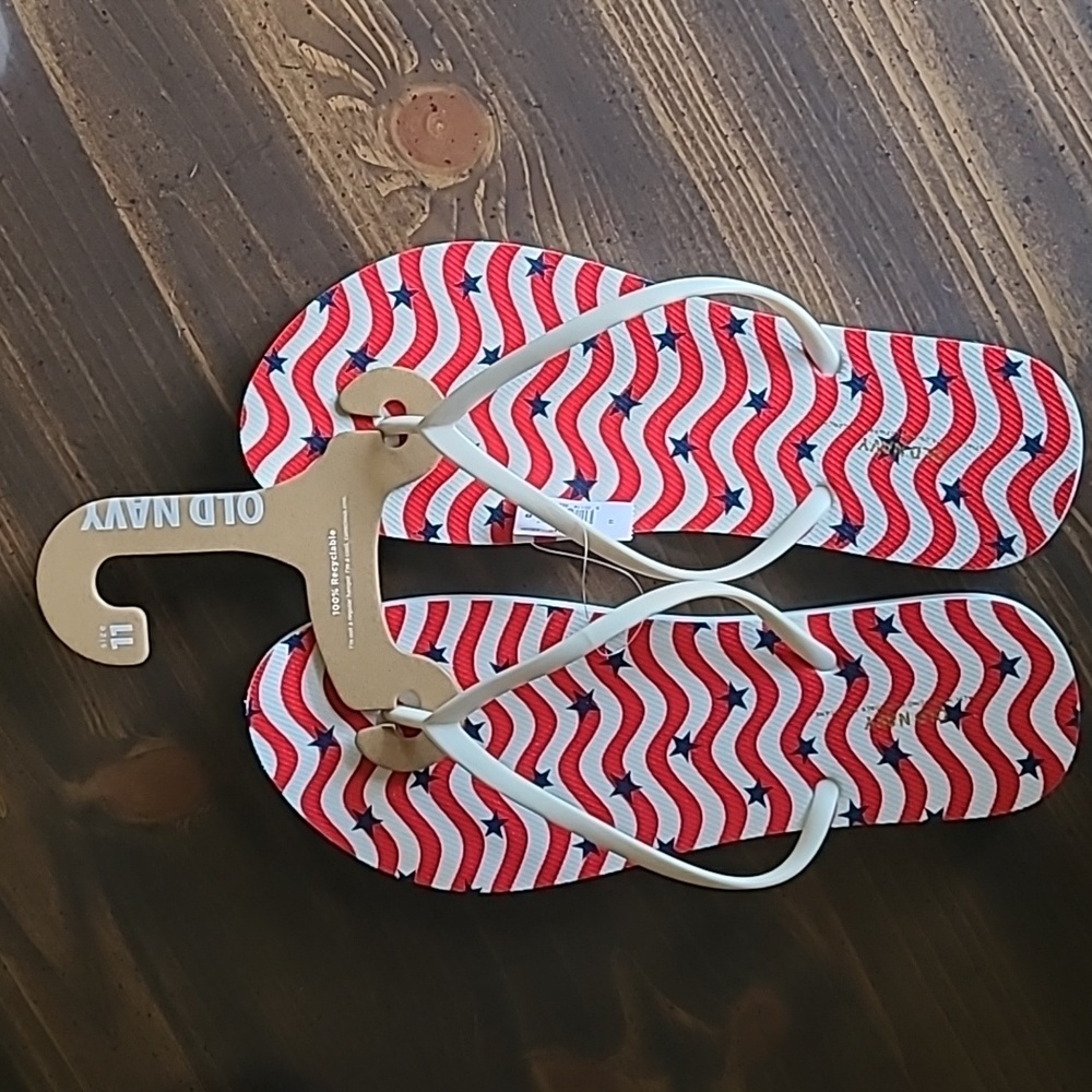 USA STARS and STRIPES Old Navy Flip Flop Sandals Sz 11